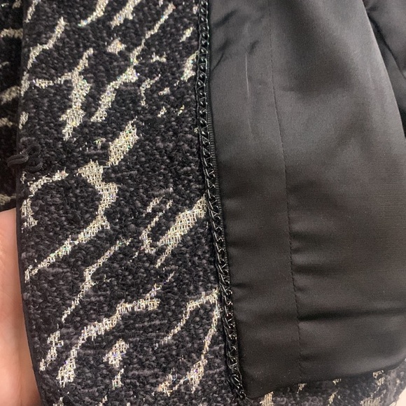 Alice + Olivia Black Lurex Tweed Kidman Box Crop Jacket Small black metallic - Picture 11 of 12